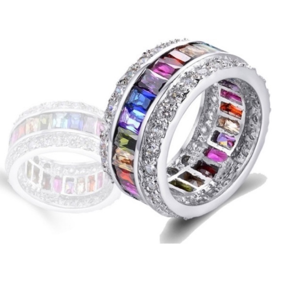 Jewelry - STERLING SILVER RAINBOW CUBIC ZIRCONIA RING